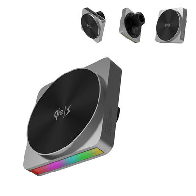 comprare Caricabatterie wireless per iPhone a tecnologia nera con proiezione di luce ambientale a 9 colori e ricarica veloce da 15W per auto online manufacture
