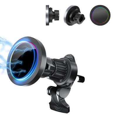 comprare Supporto per telefono da auto wireless con texture in lega di alluminio, supporto magnetico per auto Magsafe, effetto luce RGB, ricarica rapida online manufacture