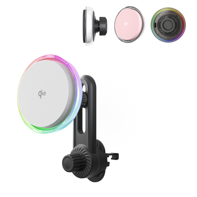 comprare QI2 Certificato Car Magnetic Mount Wireless Charger con ventilatore di raffreddamento e luce stellare per automobili online manufacture