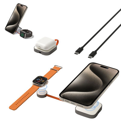 Caricabatterie senza fili per iPhone quadrato portatile 2 in 1 Magsafe