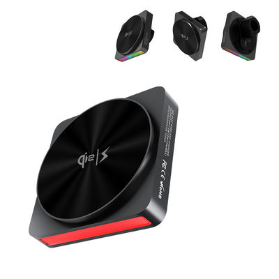 Caricabatterie wireless da 15w con proiezione di luce ambientale RGB a 9 colori e controllo centrale per portatelefoni magnetici per auto