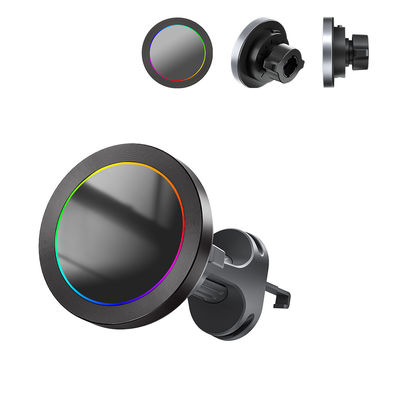 Tessitura in lega di alluminio Effetto luce RGB Portatelefono per auto senza fili Carica rapida con una mano